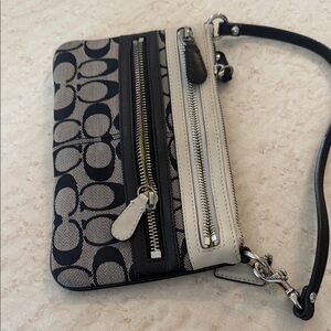 Coach Black and Cream Wristlet Clutch